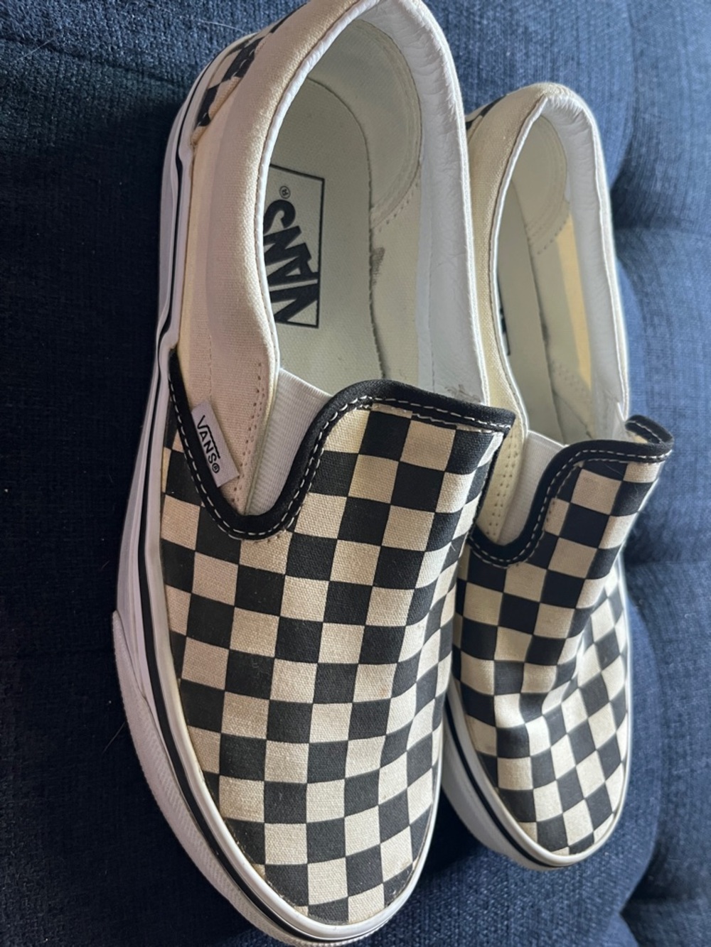 Vans Slip-On Checkerboard Shoes. Black & White. Women’s 9 - Picture 2 of 6